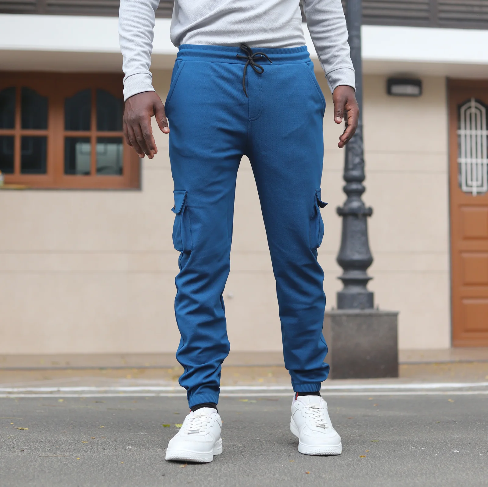 Lycra Cargo Pants With Five Pocket (AIRFORCE BLUE)