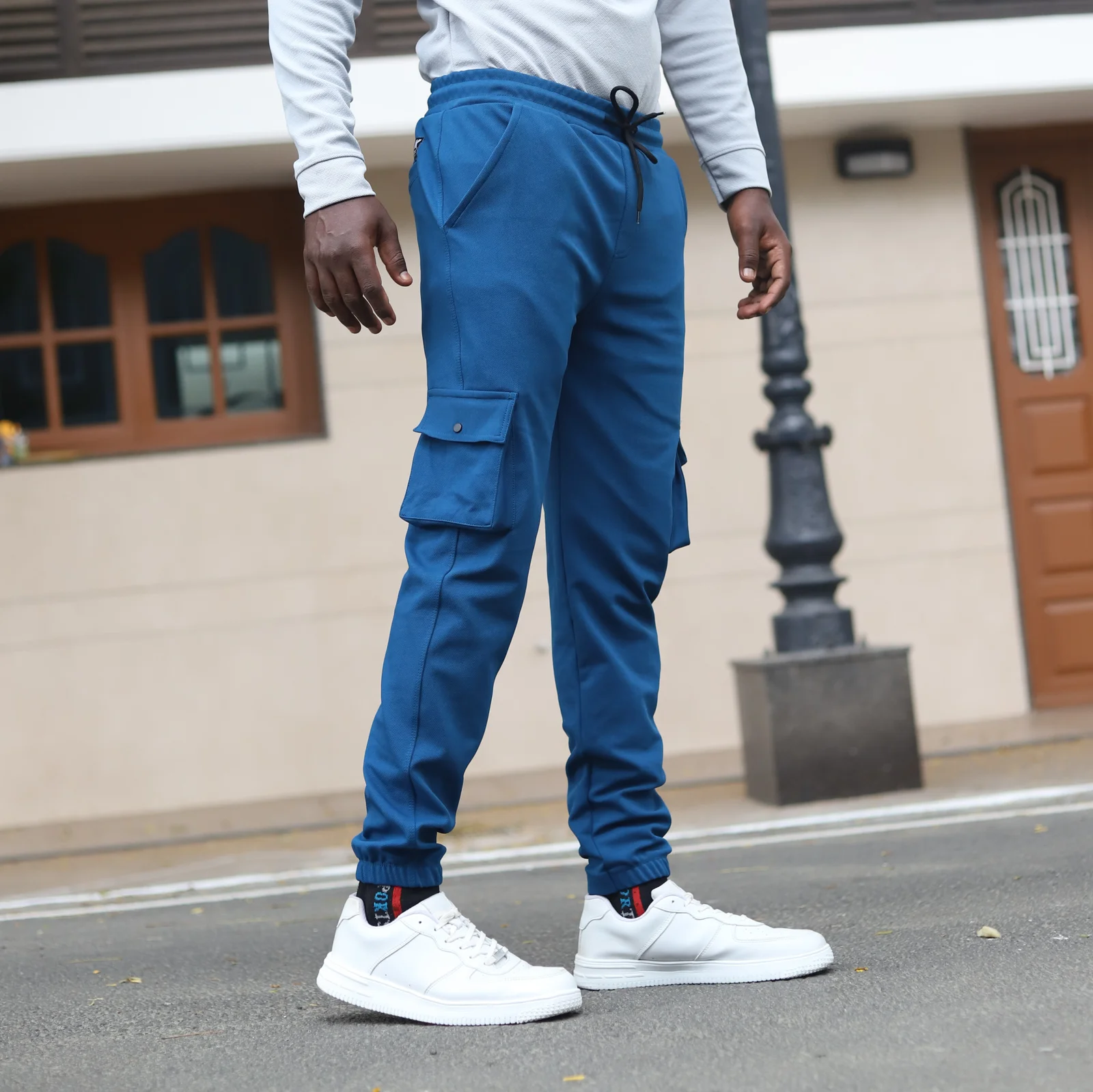 Lycra Cargo Pants With Five Pocket (AIRFORCE BLUE)