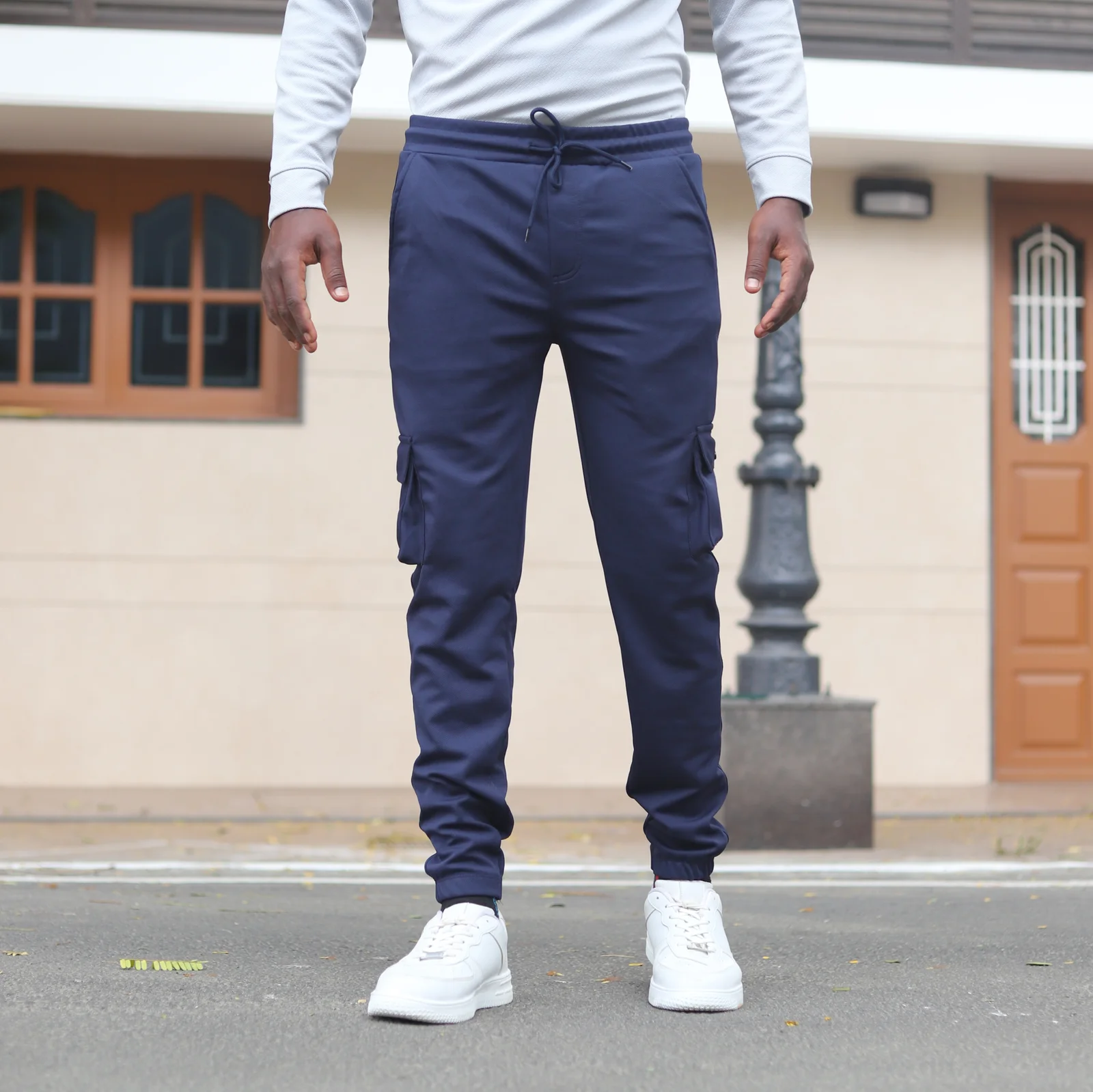 Lycra Cargo Pants With Five Pocket (Navy Blue)