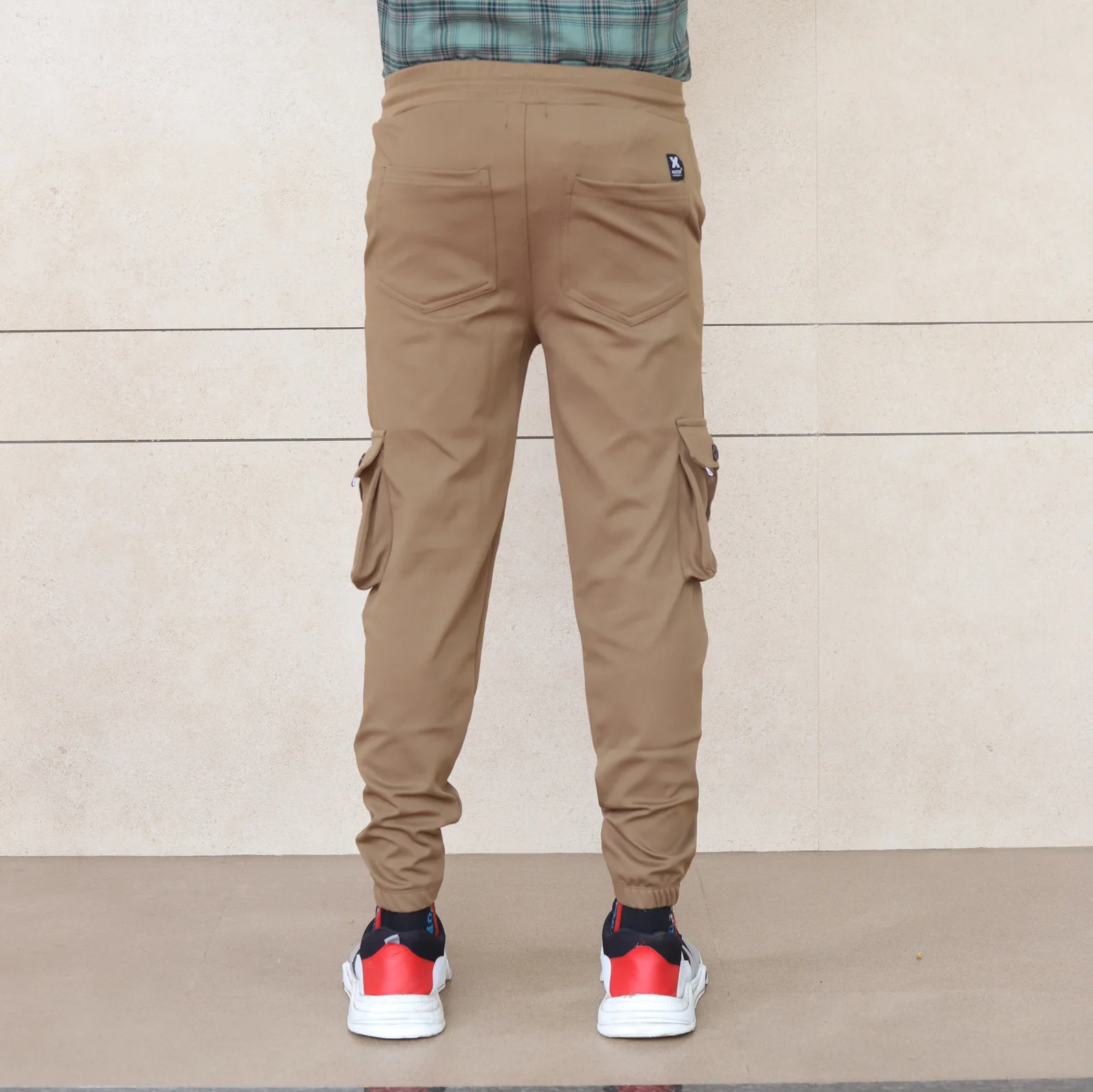 Lycra Cargo Pants With Six Pocket (Brown)