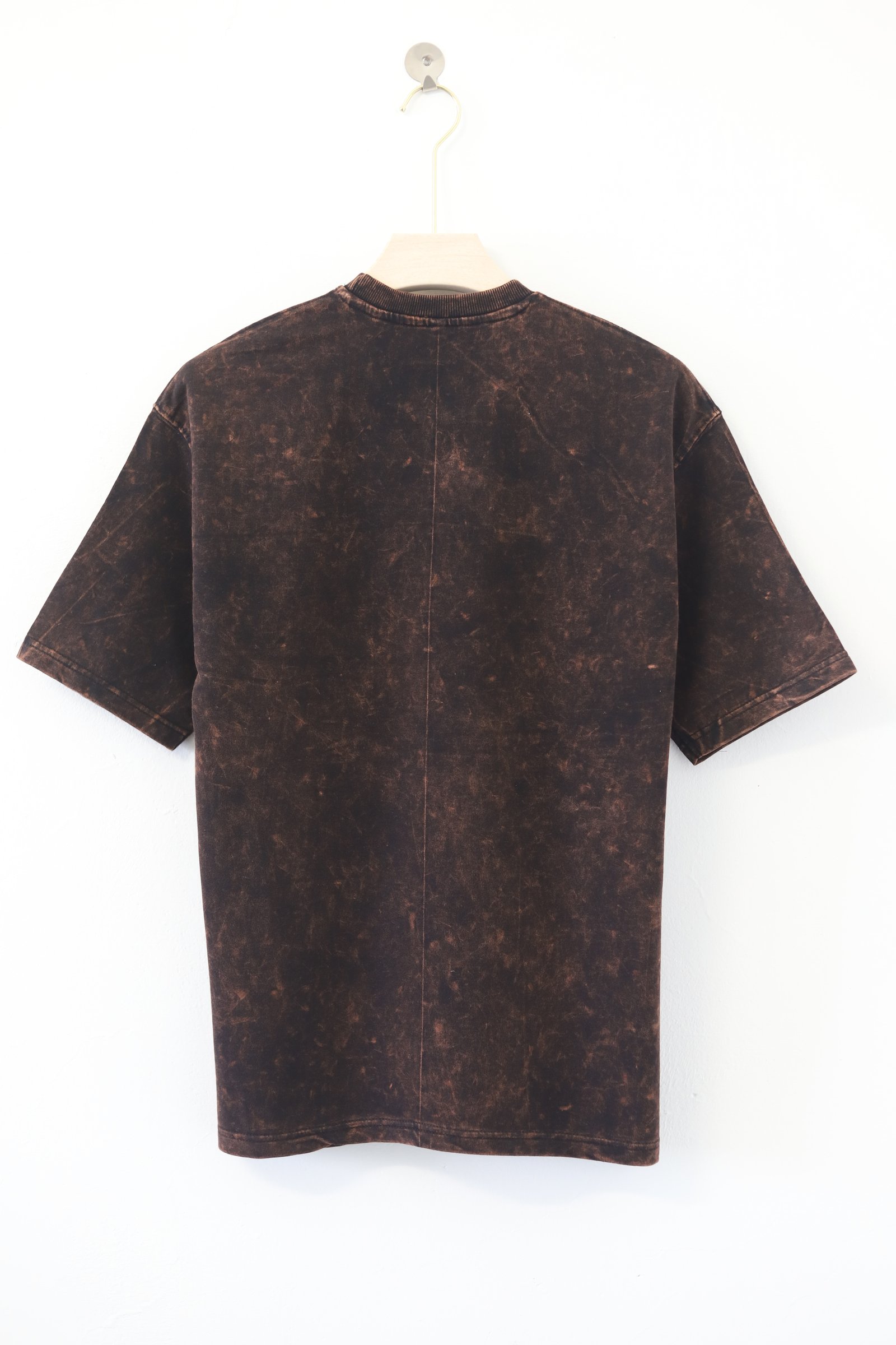 French Terry Cotton Acid Wash 240Gsm- Unisex Oversized T-Shirt (Black With Brown)